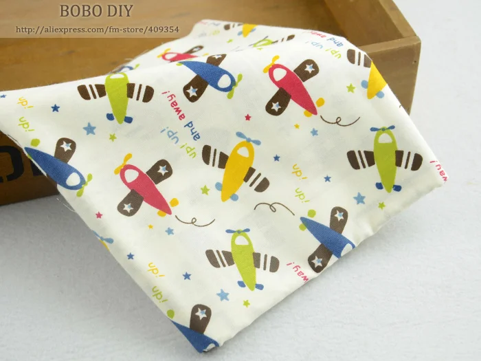 

1 meter beige Cute Plane Cotton Fabric Cartoon Children Bedding fabric Quilting Fabric patchwork cloth clothing Home Textile