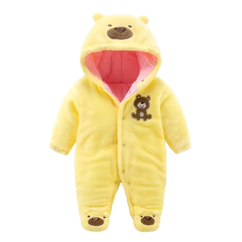 Г. Флисовая зимняя одежда для младенцев Мягкая стильная одежда для новорожденных мальчиков с рисунком медведя теплые зимние комбинезоны для мальчиков, костюм, пальто - Цвет: yellow