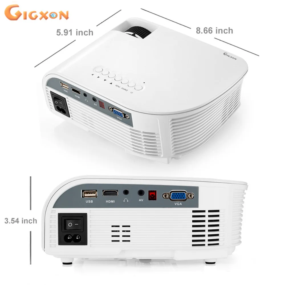 Gigxon-G8005B 1200 люмен Мини светодиодный проектор 800*480 full HD 1080P lcd Портативный проектор
