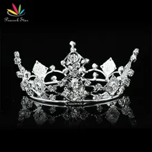 Estilo de Estrella de La Vendimia del pavo real Rosa Recién Nacido Bebé Apoyo de la Foto de Plata Redondo del Círculo Completo Mini Crown Tiara CT1422