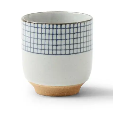 Керамическая чашка для супа грубая керамика ручная роспись решетки узор чашка оригинальность кофейная чашка вина чашки - Цвет: B about 180ml