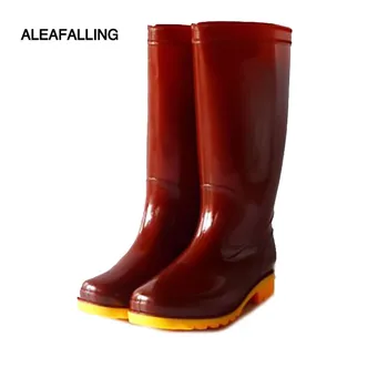 

Aleafalling Kitchen PU Waterproof Rainboots British Men Platform Synthetic All-season Boots Kitchen Garden Mid Calf Shoes M066