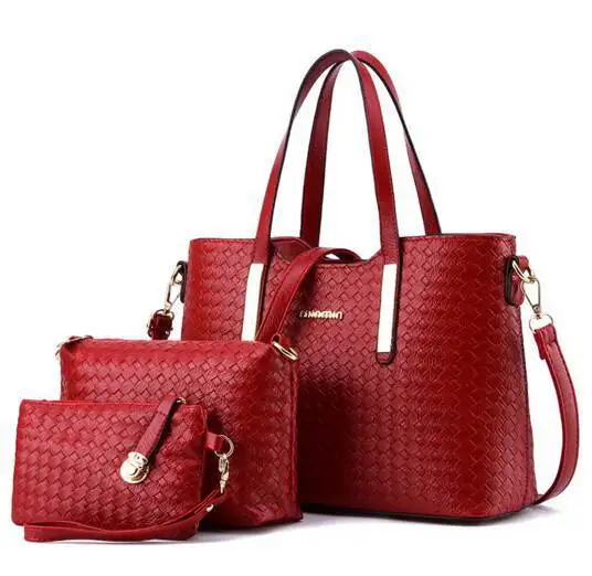 От известного дизайнера; Роскошные Брендовые женские комплект с сумкой высокого качества средний каблук женские ручной комплект с сумкой 3 шт./компл. новая женская сумка QT-117 - Цвет: Красный
