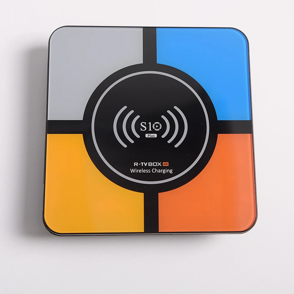 2019 Newest RK3328 S10 Plus Android 8.1 Smart TV Box 4GB/32GB 2.4GHz Wifi 100M LAN 4K H.265 USB3.0 10w Qi Wireless Charger