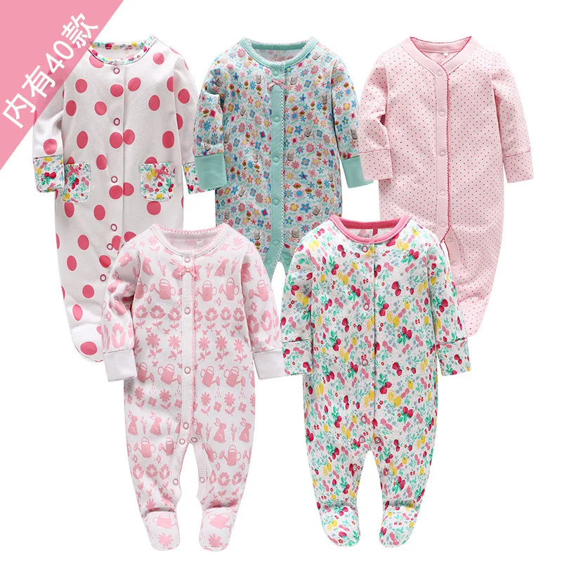 

Picturesque Childhood New Born Baby Girl Clothes Pure Cotton Long-sleeved Blouse Rabbit Footies 0-12M Infant Clothing