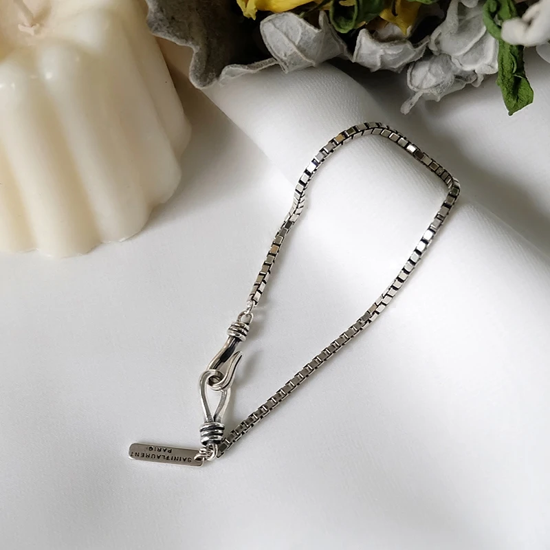 F. I. N. S простой настоящий 925 пробы серебряный браслет на цепочке для женщин хорошее ювелирное изделие браслет дружбы ручной цепной серебряный браслет