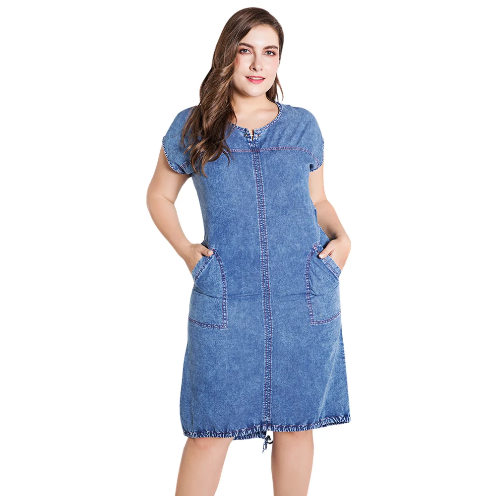 plus size denim midi dress