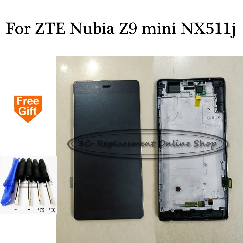 

For ZTE Nubia Z9 Mini Z9mini NX511 NX511J Full LCD DIsplay + Touch Screen Digitizer Assembly Replacement With Frame + Tools