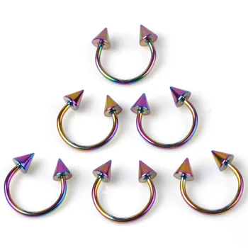 

Cone Spike Horseshoe Circular Ring 5pcs Surgical Steel Labret Nipple Hoops Nose Septum Eyebrow Piercing Body Jewelry 8mm 10mm