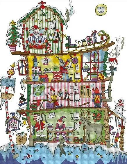 CS-1199 cross stitch kit north pole house bothy threads cut through house.jpg