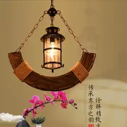 Кантри конопли люстра личность диффузный кофе ресторан-бар Лофт Wood Тайвань Старое дерево корабль люстры