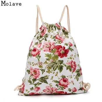 

Naivety Flower Prints Canvas Drawstring Bag Sack Beach Travel Backpack Pouch 28S7901 drop shipping