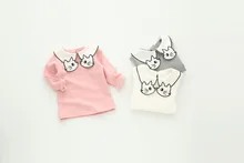lisacmvpnel Kids Girls cat Lapel long sleeved T-shirt bottoming shirt Girls T-shirt baby girl clothes