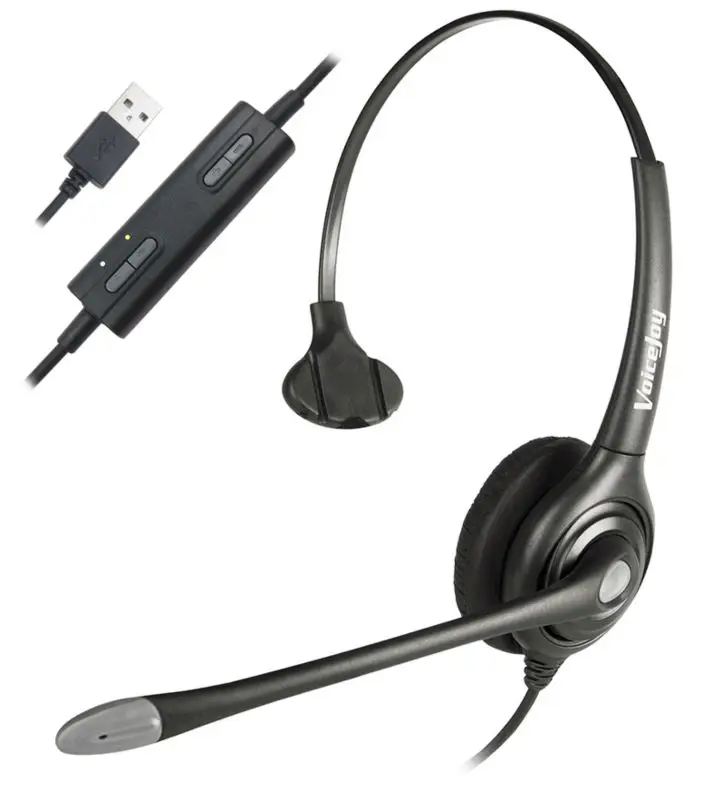 Monaural headset headphone with USB Plug,Quick Disconnect cable,Volume