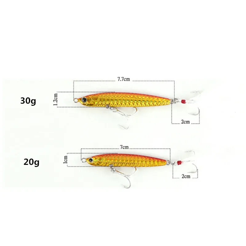 Fishing lure 20g 7cm Metal Sequins Lures jig Spoon Lure with Treble Hook jigging bass artificial bait fishing tackle accessories