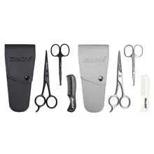 Гребень для бороды, усов, носа, стрижки волос, набор ножниц, набор для мужчин, уход за бородой с сумкой, профессиональный инструмент для бороды