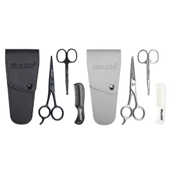 

Beard Comb Mustache Nose Hair Clipper Scissors Set Kit for Men Care with Bag Professional Beard Tool