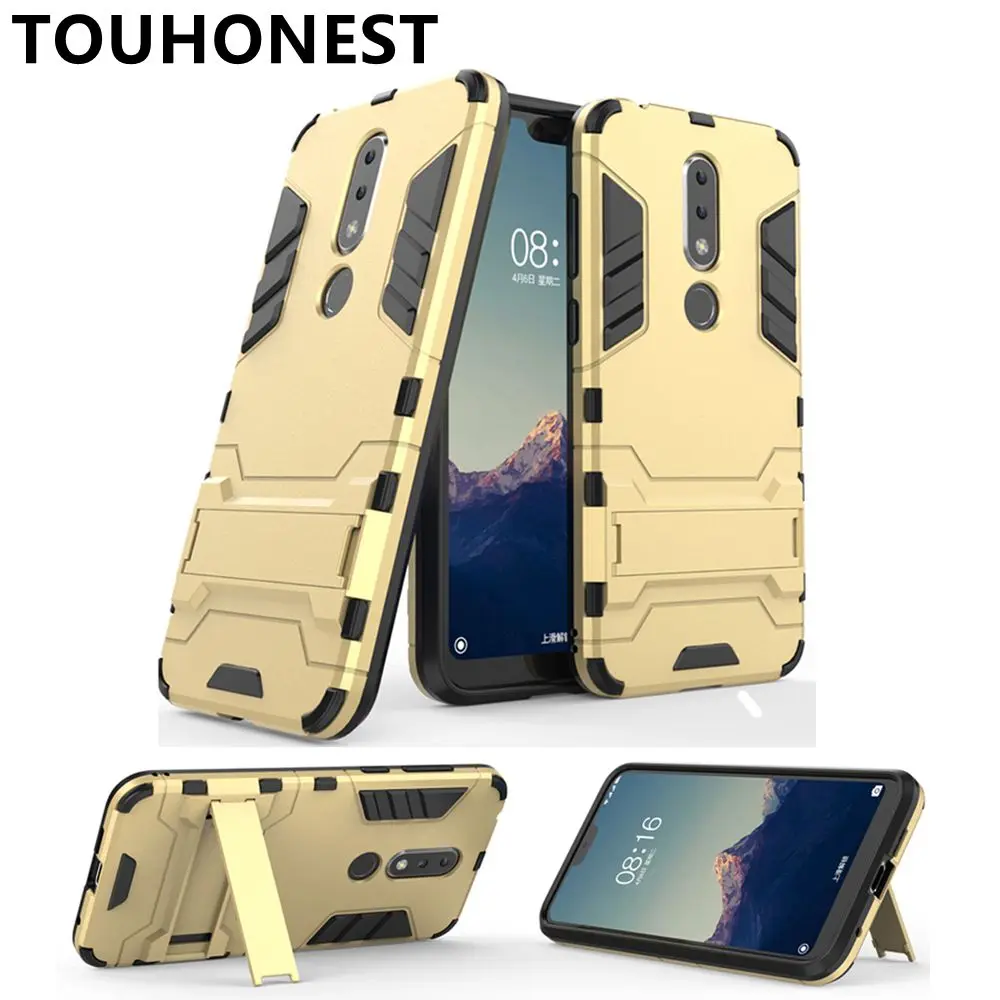 

For Nokia 2.1 5.1 6.1 Plus 2018 Rubber Armor Hard Case For Nokia 2 3 5 6 8 sirocco 7 plus 8.1 7.1 TPU+Hard Kickstand Back Cover