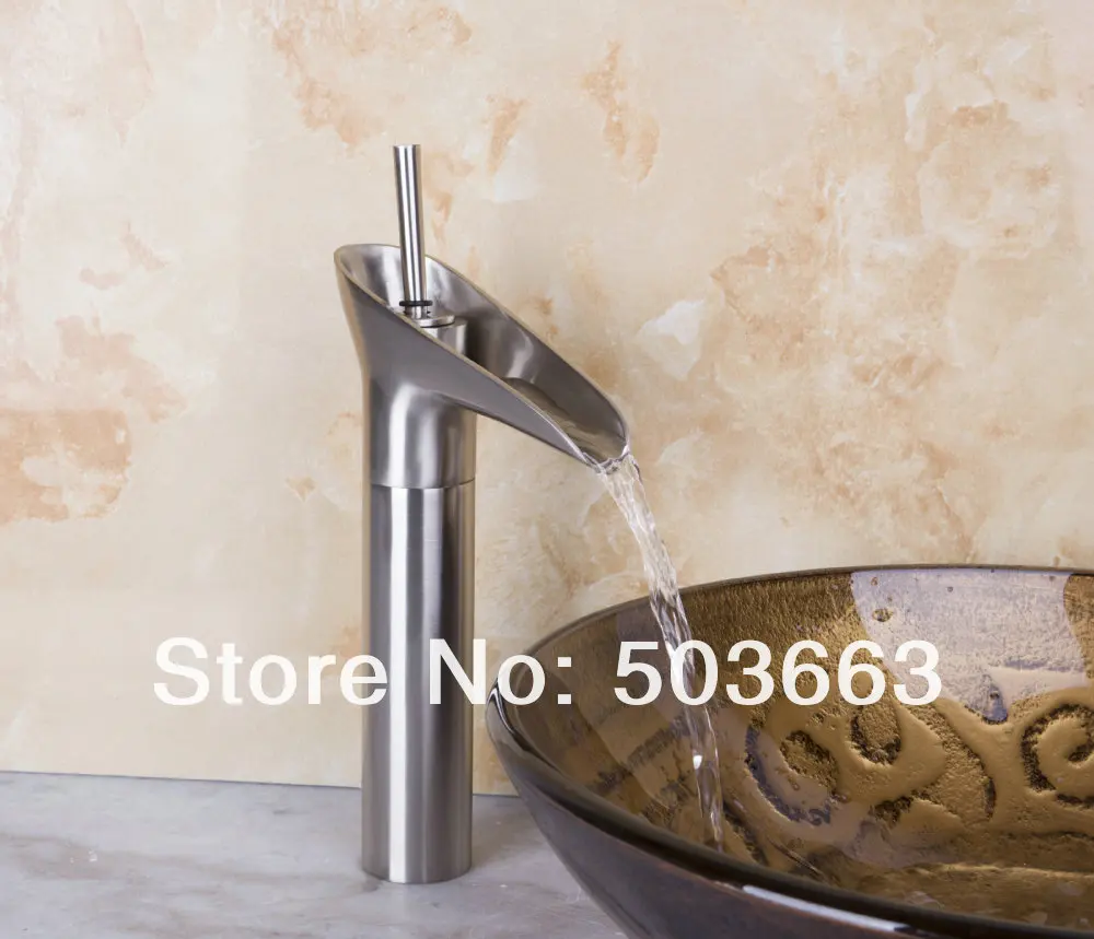 YANKSMART роскошный горячий/холодный Водопад Ванная раковина на бортике Матовый никель керамическое отверстие MF-1016 смеситель кран