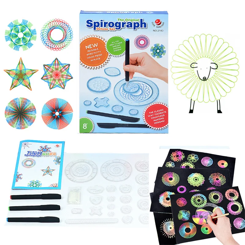 Набор детских игрушек для рисования spirographic волшебные креативные спиральные