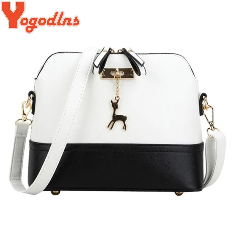 Yogodlns Vintage Nubuck Leather Women Bags Fashion Small Shell Bag With Deer Toy Women Shoulder Bag Winter Casual Crossbody Bag