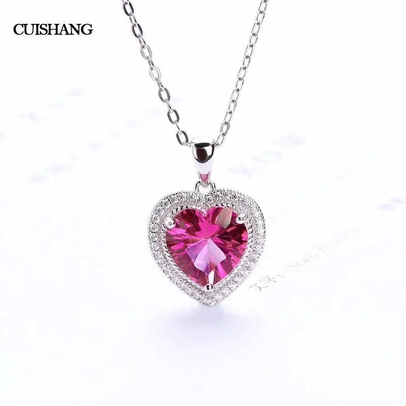 

CSJ Real Natural Pink Topaz Pendants fine Jewelry 925 Sterling Silver Jewelry Wedding Bands for Women Gift