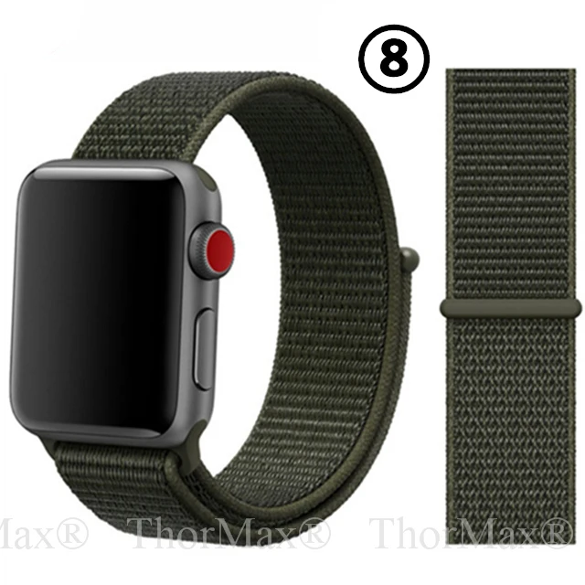 Нейлоновый спортивный сменный ремешок для Apple Watch 5/4 40 мм 44 мм Полосатый Мягкий дышащий ремешок для iwatch серии 5 4 3 38 мм 42 мм - Цвет ремешка: 8-Cargo Kahki