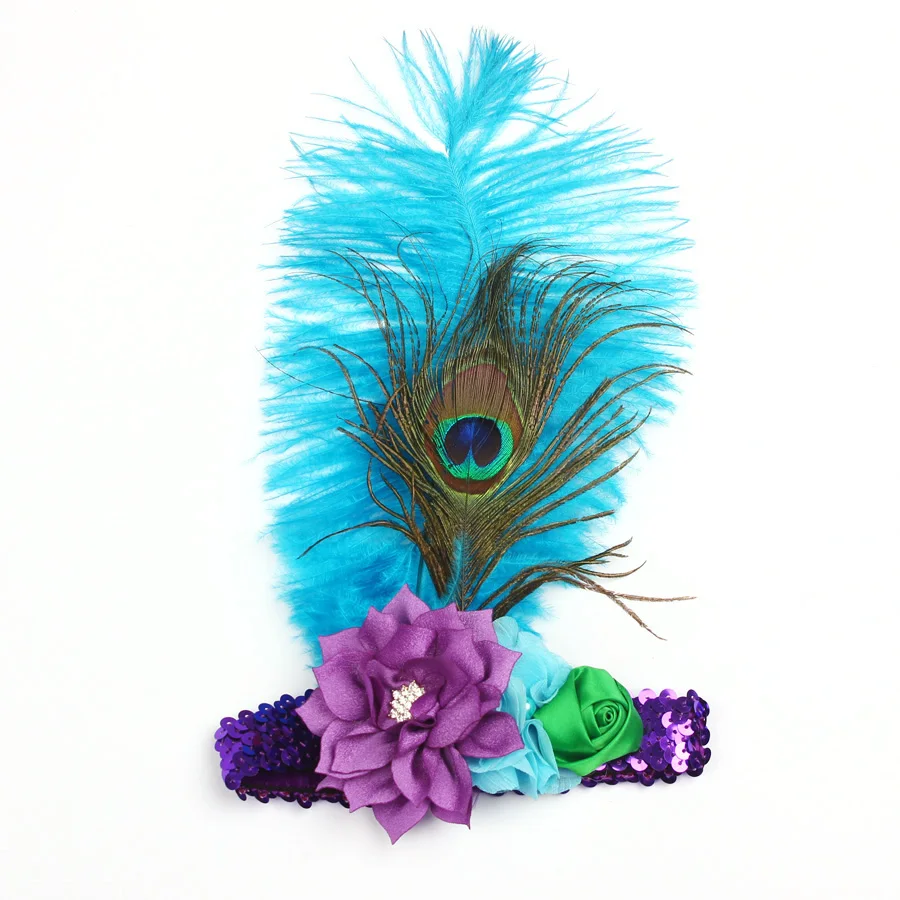 Glam Pageant Girls Peacock Costume Baby Kids Peacock Tutu Dress with Feather Glitter Headband Children Birthday Carnival Dress (3)