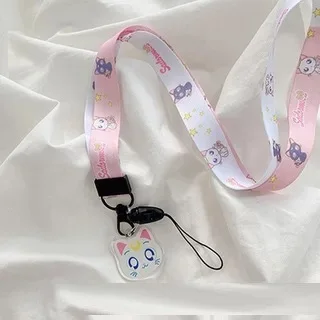 The white cat Милый шнурок для ключей, USB, ID, пропуск, имя, значок, держатель, для спортзала, сделай сам, висячий шнурок, Лариат, телефон, шейный ремешок, брелок, шейный мешок, подвеска - Цвет: The white cat