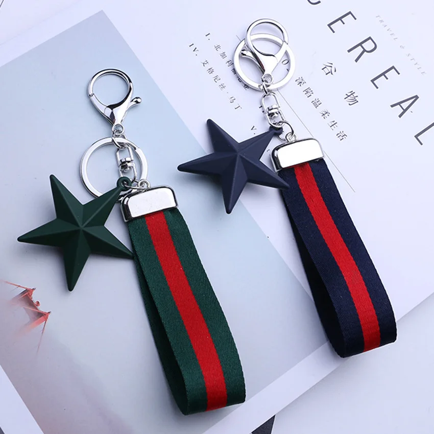 

2017 New Star Keychain Flag Color key chain porte clef For Bag Charms Key ring llaveros