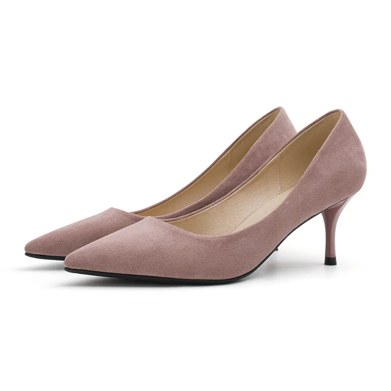 MAIERNISI/благородные женские туфли-лодочки; тонкие туфли для зрелых женщин; офисные туфли на высоком тонком каблуке; туфли-лодочки с острым носком - Цвет: bean pink