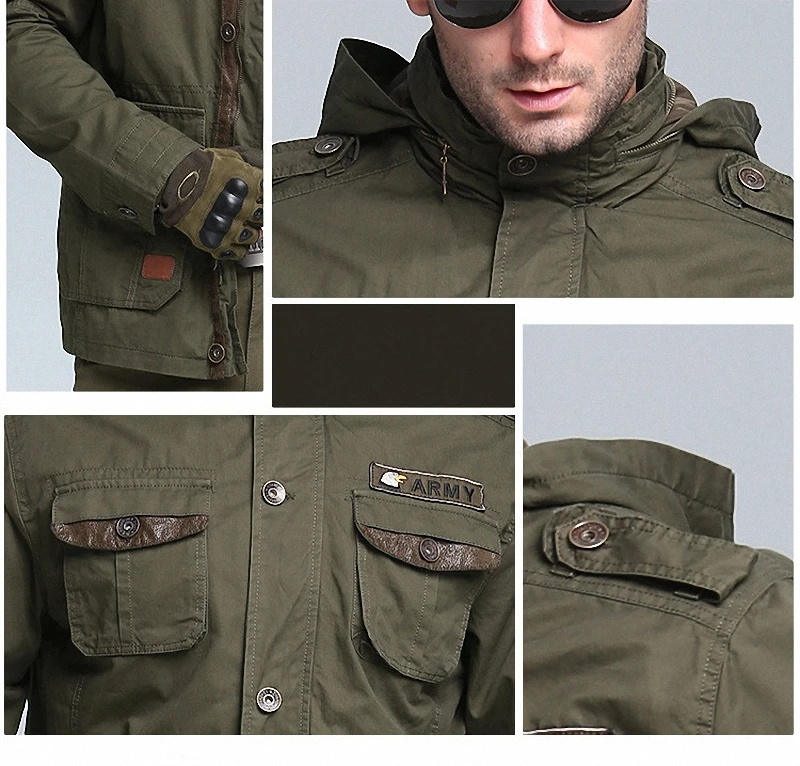 Зимняя Осенняя армейская тактическая куртка для мужчин с несколькими карманами, толстовка с капюшоном, военная Полевая куртка, хлопковая куртка летчика, ветровка