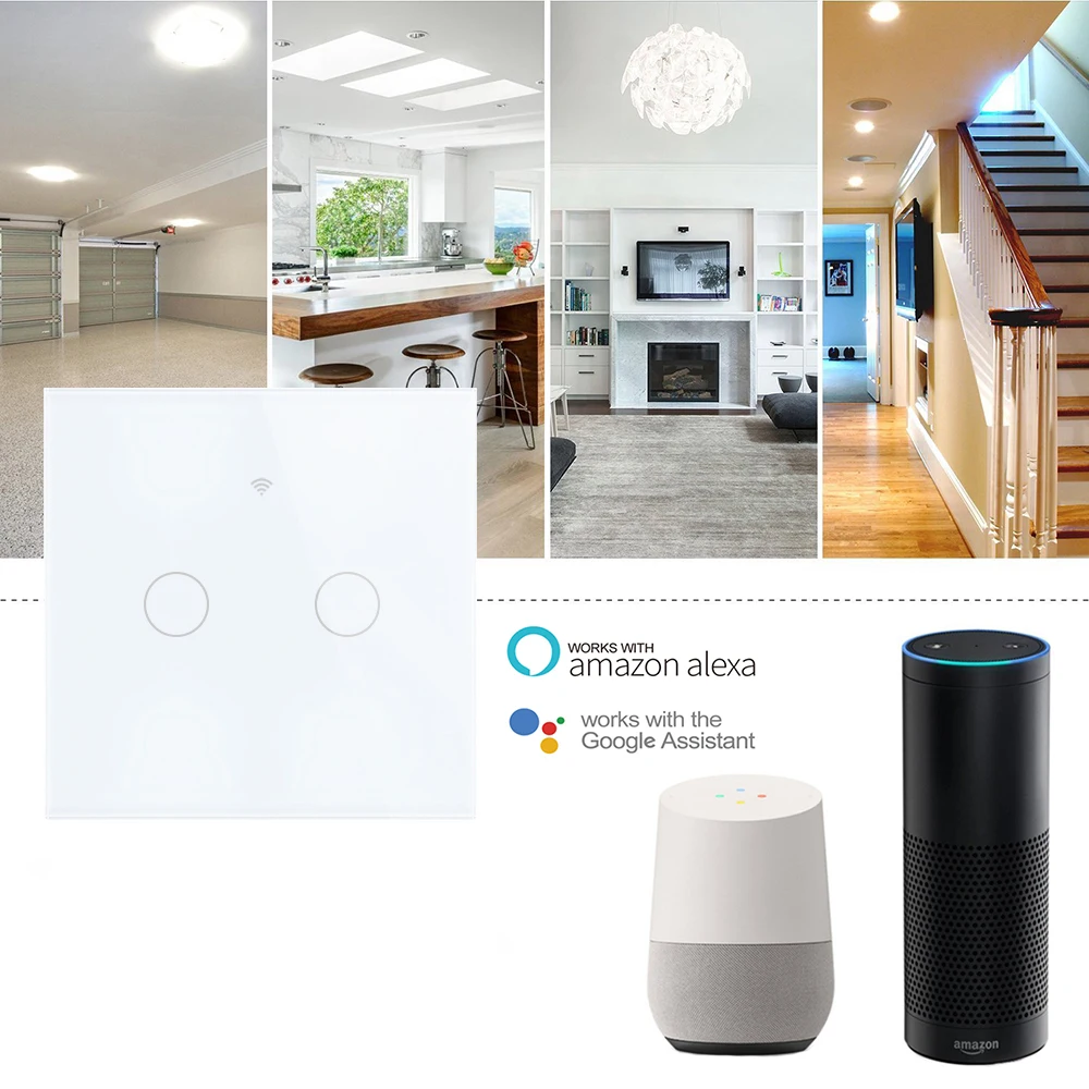 SESOO wifi умный сенсорный выключатель приложение беспроводной дистанционный светильник настенный выключатель Хрустальная стеклянная панель работает с Alexa/Google Home