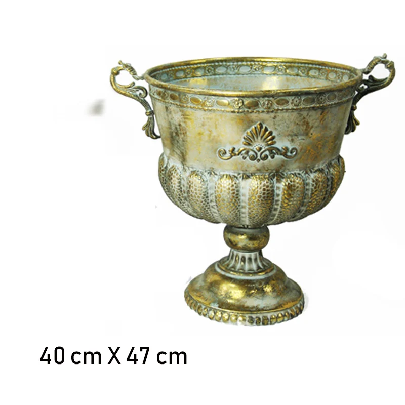 Gold 47cm Классическая бокал, ваза для цветов, золотой, серебряный цветочный горшок для дома, ваза для отеля, аксессуары для домашнего декора, металлические вазы, свадебная Настольная Ваза - Цвет: Gold 47cm
