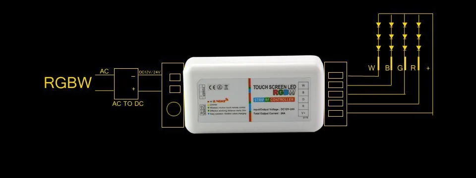 DC 12V-24V 2.4G RF Remote LED Controller RGB Controller Wireless Touch Screen RGBW Controller for Mi light RGB Tape RGBW Strip (16)