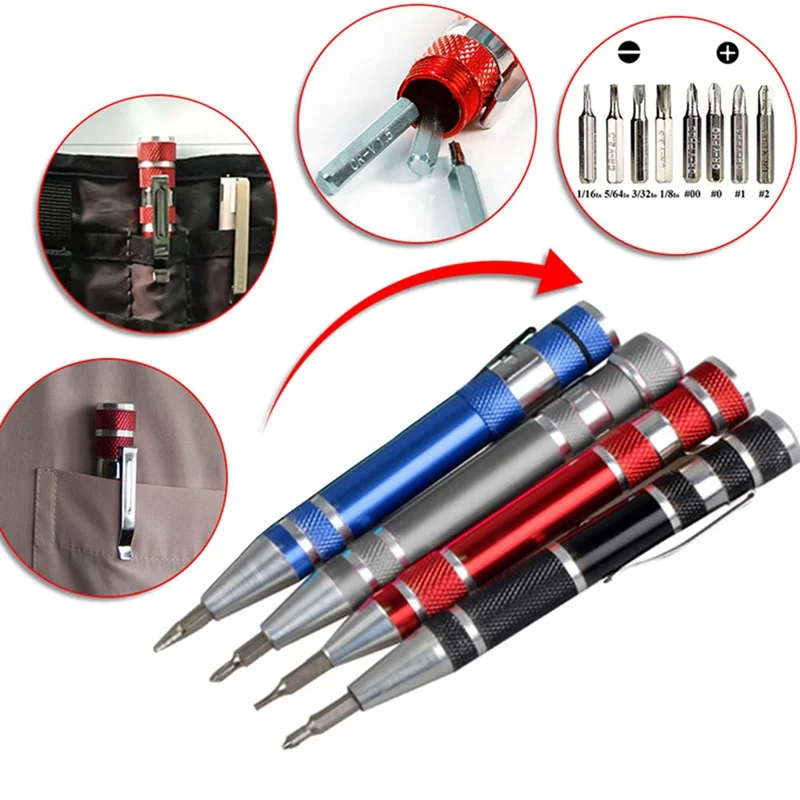 

Multifunction 8 In 1 Mini Aluminum Precision Pen Screw Driver Screwdriver Set Repair Tools Kit For Cell Phone Hand Tool Set