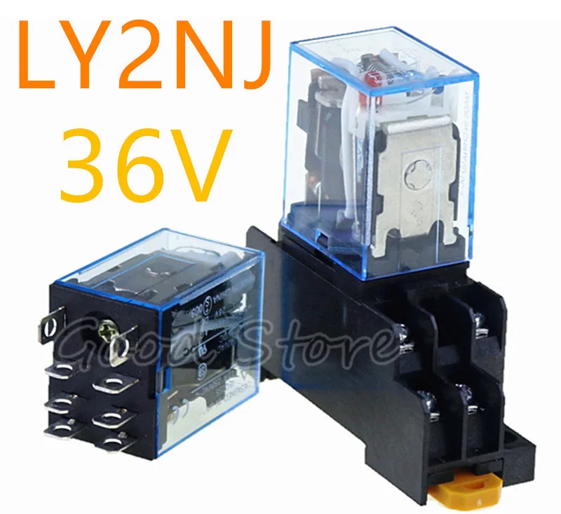 

High quality 1SET relay 36V LY2NJ LY2 HH62P JQX-13F AC/DC 2P2T 10A and w/ base socket