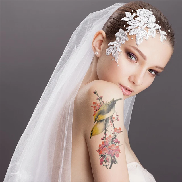 Sparrows With Plum Flower Tattoos Realistic Temporary Tattoos Waterproof Fake Arm Tattoo Stickers Sparrows With Plum Flower Tattoos Realistic Temporary Tattoos Waterproof Fake Arm Tattoo Stickers