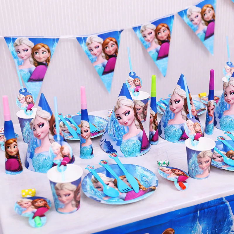 Disney замороженные вечерние воздушные шары подгузники посуда набор для дня рождения декоративный для Бэйби шауэра вечерние принадлежности Набор вечерние украшения
