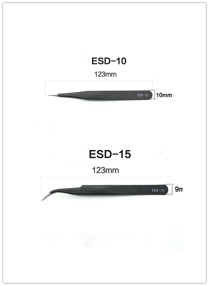 1, 6 штук в партии, ESD анти-статические Изогнутые Прямой пинцеты Нержавеющая сталь Промышленных Высокой Точности крест телефон пинцет ремонтный набор инструментов