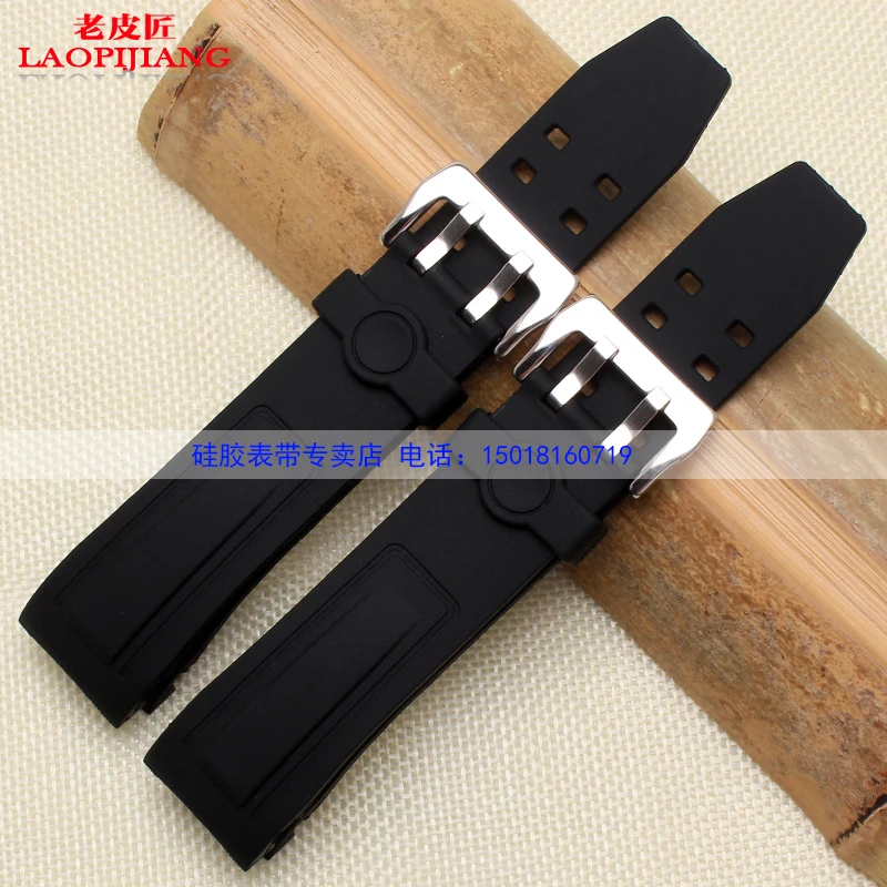 

Laopijiang Silicone rubber watch band waterproof anti sweat soft bracelet male adapter 24mm black B-v-l-g-a-r-i watch strap