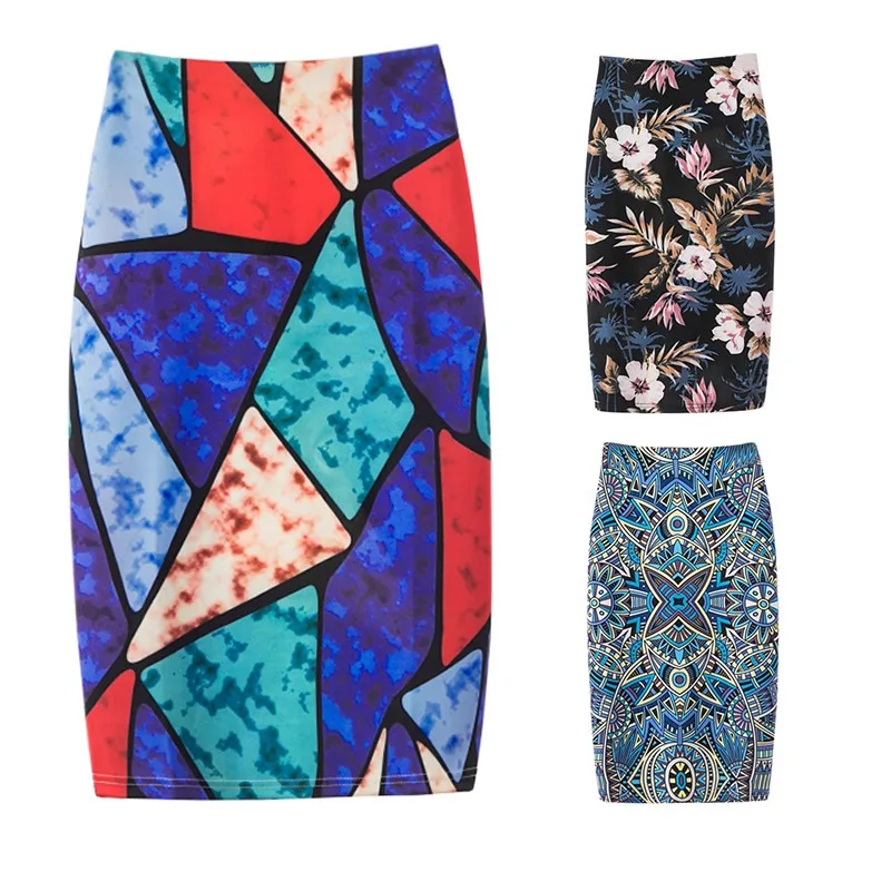 

Women Letter Floral Print Mini Skirt Sexy Bodycon Packaging Hip Pencil Skirt High Waist Geometric Office Ladies Summer Skirts Y7