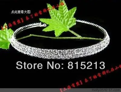 

FREE SHIPPING>@@> N1253 Wholesale 10 Strands 2 Row Crystal Rhinestone Necklaces