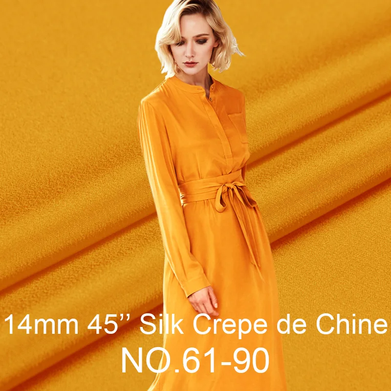 

100% pure silk crepe de chine satin back fabric 14mm 114cm 45" for dress, shirt, DIY handmade sell by the yard wholesale