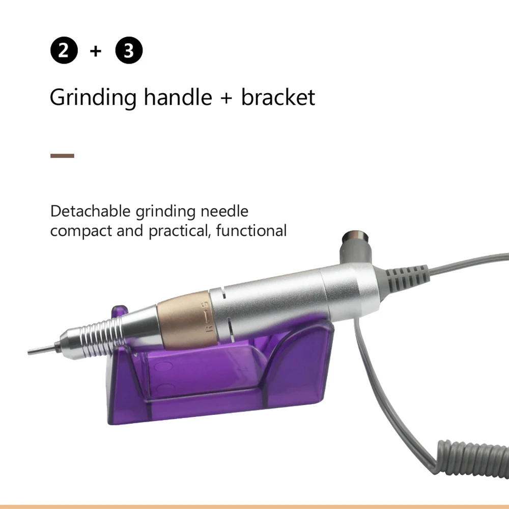 35000 об/мин профессиональная электрическая дрель для ногтей, набор аксессуаров для маникюра и педикюра, антигорящая ручка с 6 сверлами для ногтей