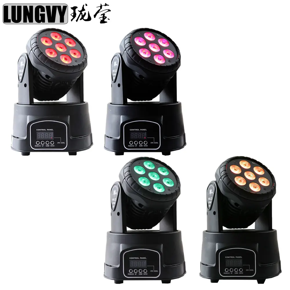 

Free Shipping 4pcs/Lot 7x12w RGBW 4IN1 LED Moving Head Mini Wash LED Stage Light DJ Light
