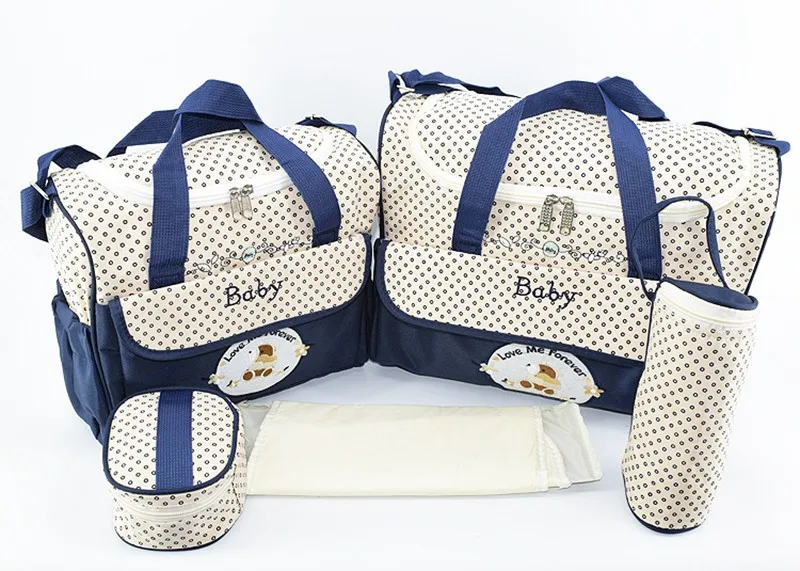 MOTOHOOD 5pcs Baby Diaper Bags Sets For Mom Maternity Bags High Capacity Multifunction Travel Nappy Bag Organizer Zipper   (9)