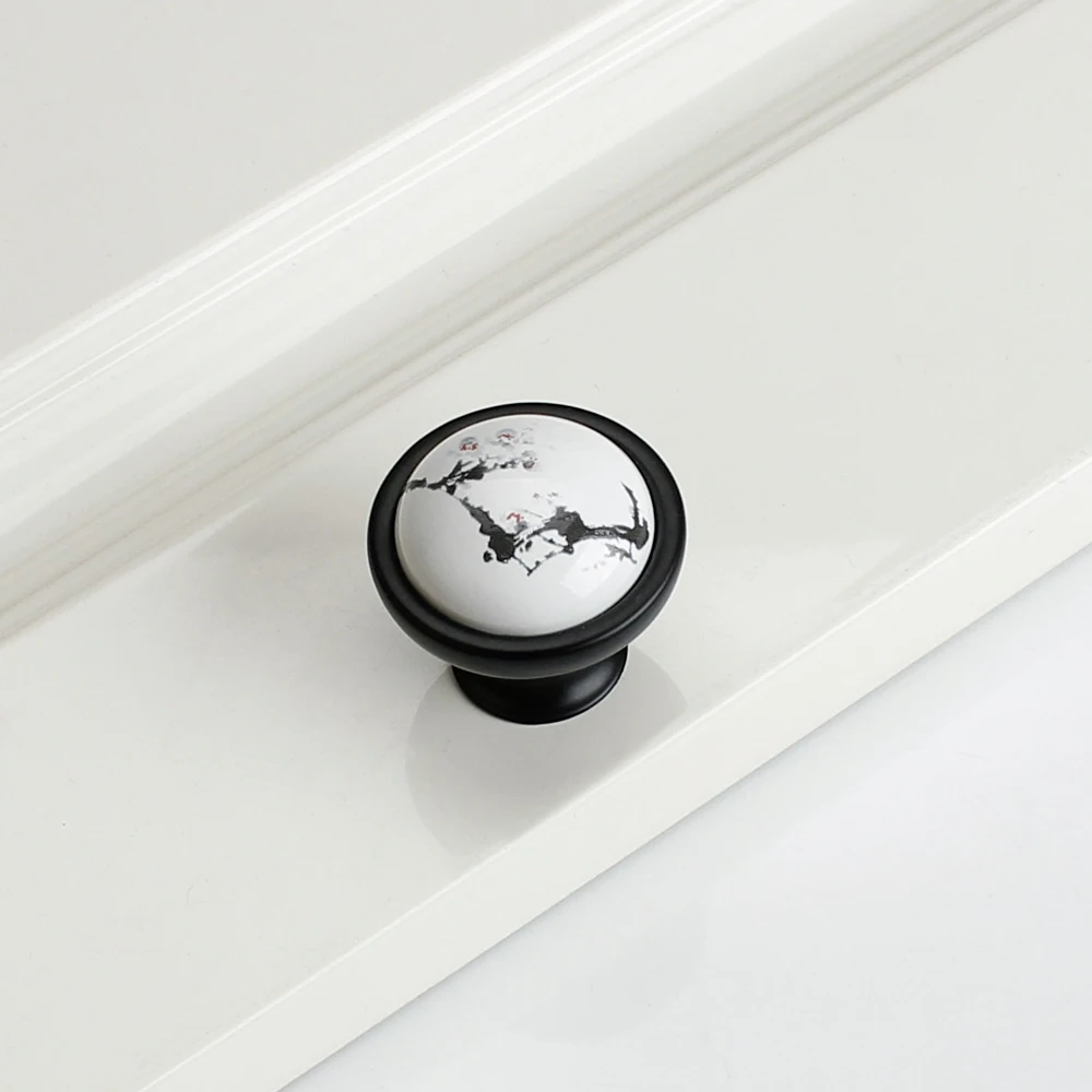 Керамическая ручка из цинкового сплава Lnk Plum Элегантная черная для кухонного