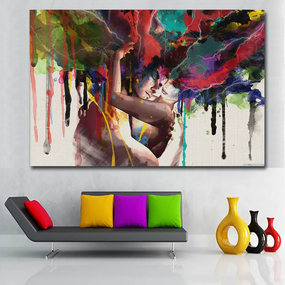  ART Posters Prints Wall Art Canvas Painting Abstract Couple Huging Wall Pictures For Living Room Wall Decoration