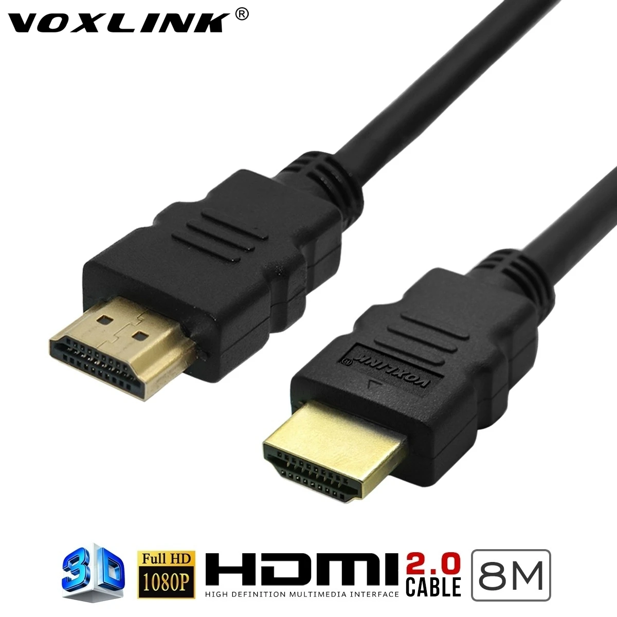 Voxlink 1080 P 4 К 3D позолоченный V 2.0 Кабели HDMI 8 м к HD ТВ ЖК дисплей ноутбука ps3 проектор